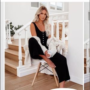 BRAND NEW WITH TAGS Vici Black Waffle Knit Jumpsuit